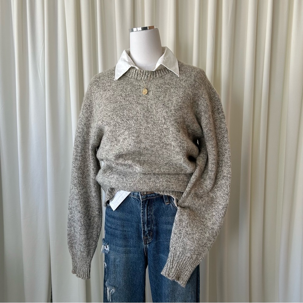 Vintage Harbor Bay Grey Wool Jumper | Dark Academia Layering Piece.